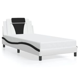 vidaXL Cadre de lit Viana sans matelas blanc et noir 100x200 cm similicuir