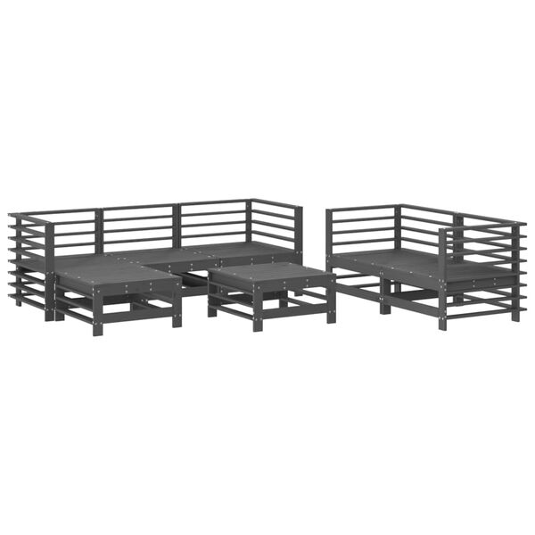 vidaXL Salon de jardin 7 pcs Gris Bois de pin massif