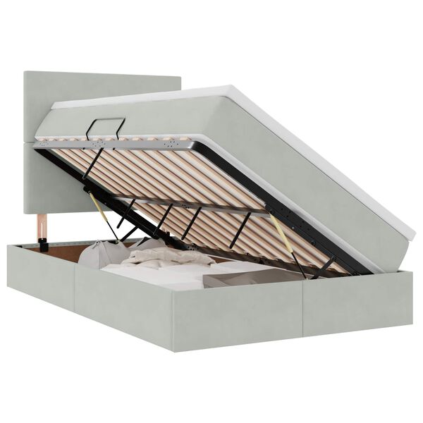 vidaXL Lit avec rangement et LED Gris clair 120 x 190 cm Velours