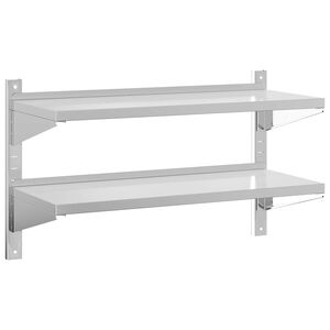 vidaXL &Eacute;tag&egrave;re murale &agrave; 2 niveaux 100x40x60cm argent&eacute; acier inoxydable
