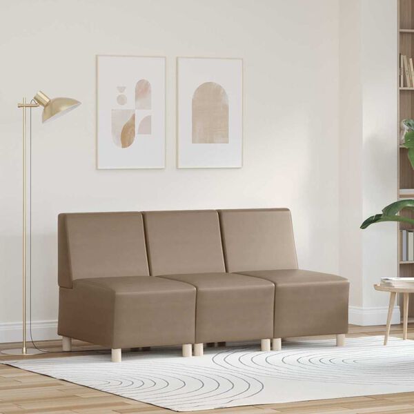 vidaXL Unit&eacute; de Sofa Modulaire Sans Accoudoirs 3 pcs Cappuccino