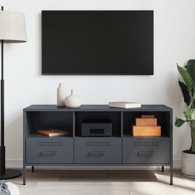 vidaXL Meuble TV anthracite 100,5x39x50,5 cm acier