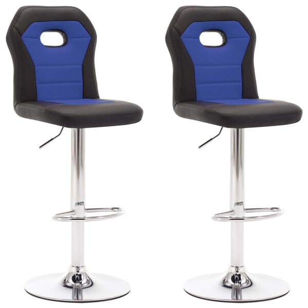 vidaXL Chaises de bar lot de 2 bleu similicuir