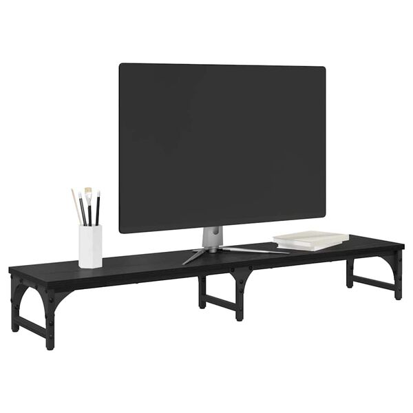 vidaXL Support de moniteur Ch&ecirc;ne noir 105 x 23 x 15,5 cm