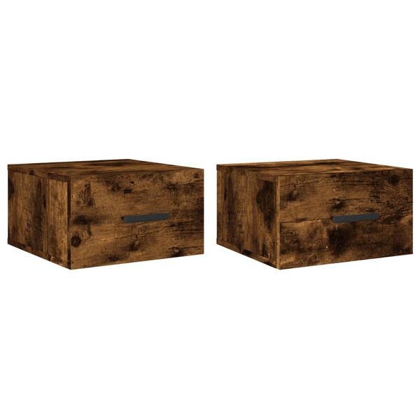 vidaXL Tables de chevet murales 2 pcs ch&ecirc;ne fum&eacute; 35x35x20 cm