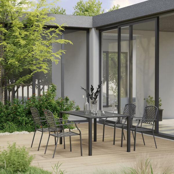 vidaXL Ensemble &agrave; manger de jardin 5 pcs Acier Noir