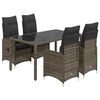 vidaXL Ensemble de bistro de jardin 5 pcs coussins gris poly rotin