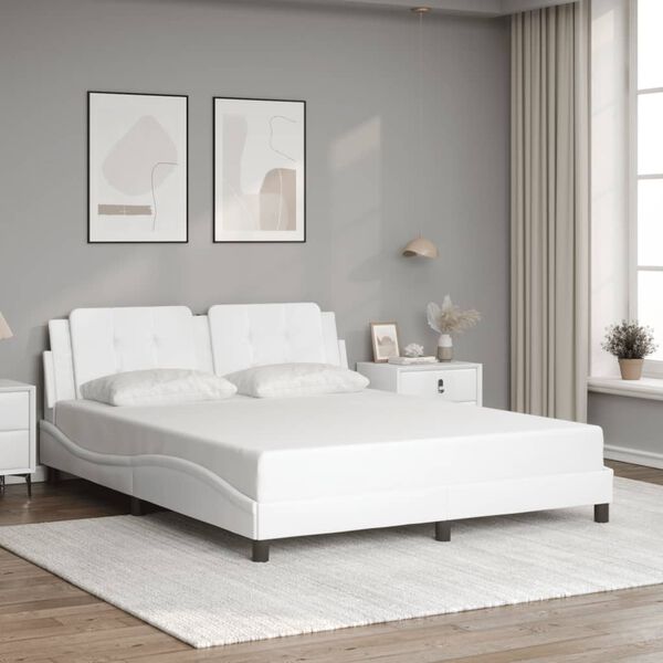 vidaXL Cadre de lit sans matelas Zadar blanc 160x200 cm similicuir