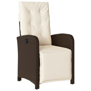vidaXL Chaise inclinable de jardin repose-pied marron r&eacute;sine tress&eacute;e