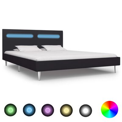 vidaXL Cadre de lit avec LED Noir Tissu 160 x 200 cm