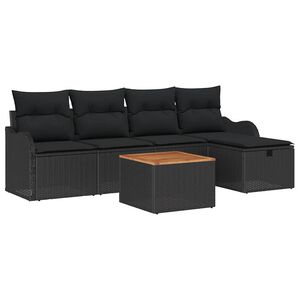 vidaXL Ensemble de canap&eacute; de jardin 6 pc Noir polyrotin