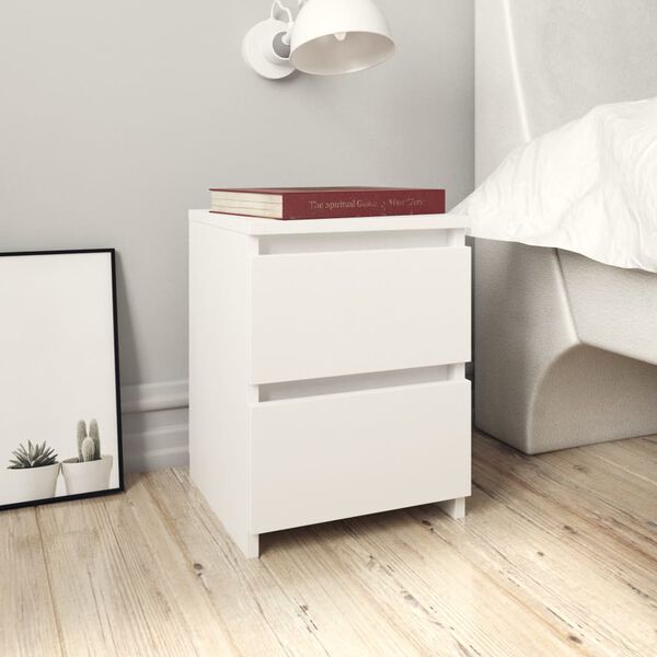 vidaXL Tables de chevet 2 pcs Blanc 30x30x40 cm Bois d'ing&eacute;nierie