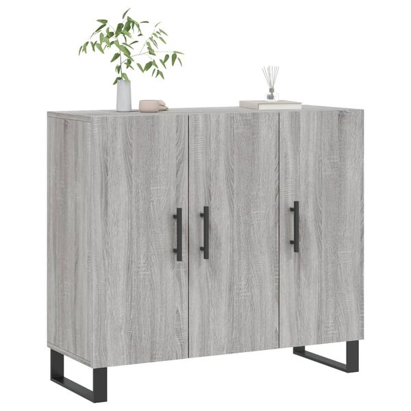 vidaXL Buffet sonoma gris 90x34x80 cm bois d'ing&eacute;nierie