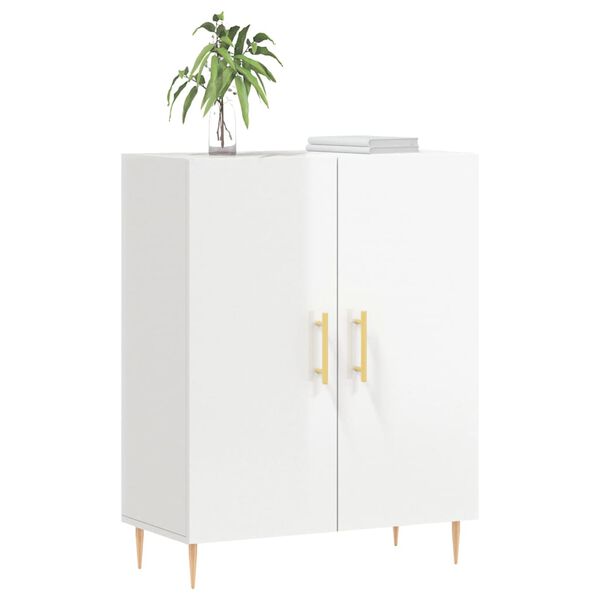 vidaXL Buffet Blanc brillant 69,5x34x90 cm Bois d'ing&eacute;nierie