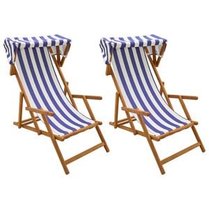vidaXL Chaise Longue 2 pcs 3 Position Bois d'eucalyptus massif