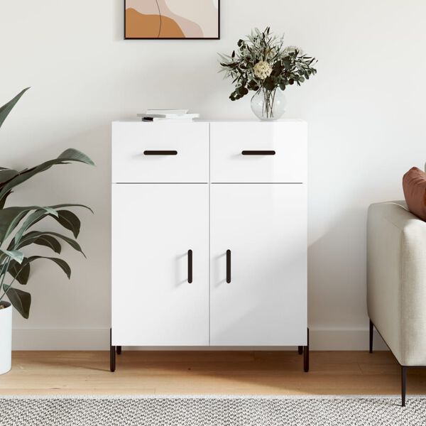 vidaXL Buffet Blanc brillant 69,5x34x90 cm Bois d'ing&eacute;nierie