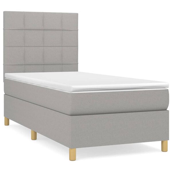 vidaXL Sommier &agrave; lattes de lit avec matelas Gris clair 80x200 cm Tissu
