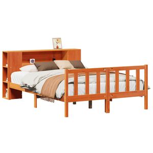vidaXL Lit biblioth&egrave;que sans matelas cire marron 150x200 cm pin massif