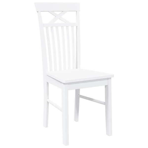 vidaXL Chaises &agrave; manger 2 pcs blanc bois massif caoutchouc