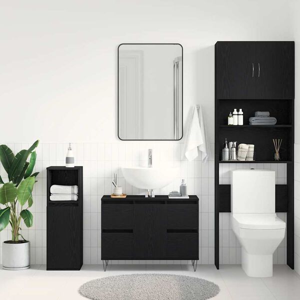 vidaXL Meuble de Lavabo de Salle de Bain Ch&ecirc;ne noir 80 x 33 x 60 cm