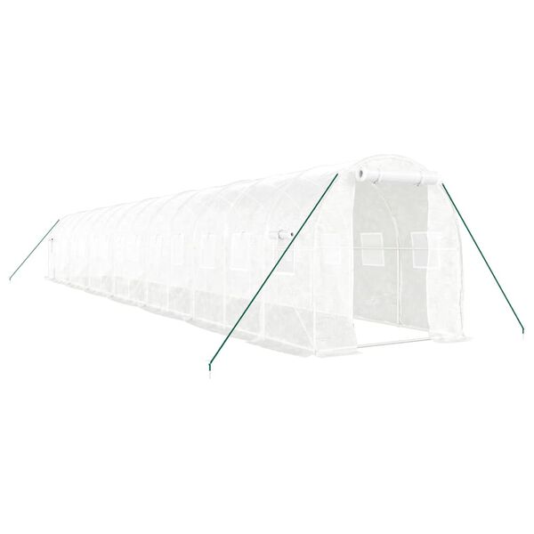vidaXL Serre avec cadre en acier blanc 28 m&sup2; 14x2x2 m