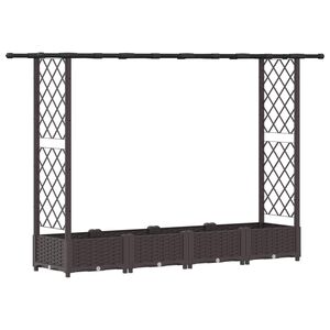 vidaXL Lit &Eacute;lev&eacute; avec Treillis et Toit Marron 203 x 40 x 121 cm PP