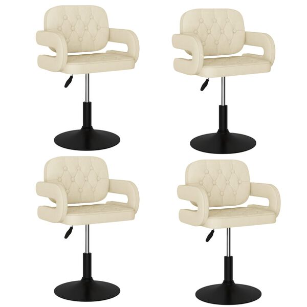 vidaXL Chaises pivotantes &agrave; manger lot de 4 Cr&egrave;me Tissu