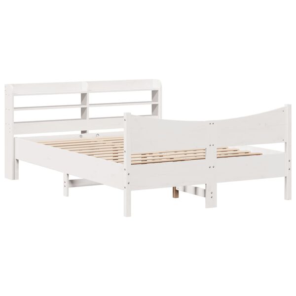 vidaXL Cadre de lit avec t&ecirc;te de lit blanc 160x200 cm bois pin massif