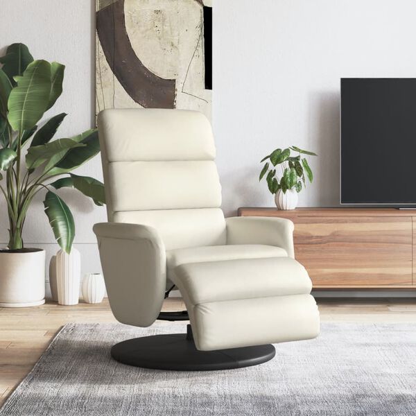 vidaXL Fauteuil inclinable avec repose-pieds cr&egrave;me similicuir