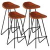 vidaXL Tabourets de bar lot de 4 marron cuir v&eacute;ritable