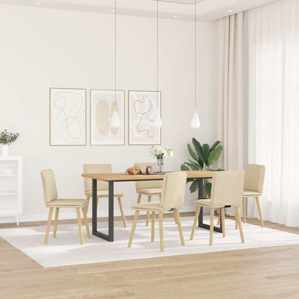 vidaXL Chaises &agrave; manger lot de 6 cr&egrave;me tissu