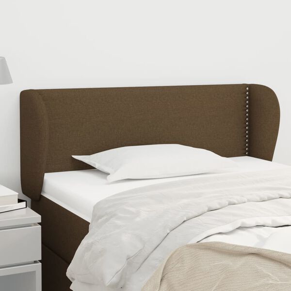 vidaXL T&ecirc;te de lit avec oreilles Marron Fonc&eacute; 83x23x78/88 cm Tissu
