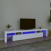 vidaXL Meuble TV avec lumi&egrave;res LED Blanc 215x36,5x40 cm