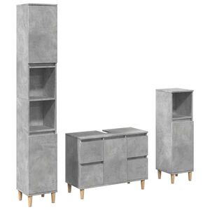 vidaXL Ensemble de meubles de salle de bain 3 pcs gris b&eacute;ton