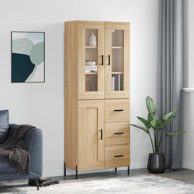 vidaXL Buffet haut Chêne sonoma 69,5x34x180 cm Bois d'ingénierie