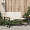 vidaXL banc avec coussin Beige et blanc cr&egrave;me 115 x 65 x 72 cm Rotin
