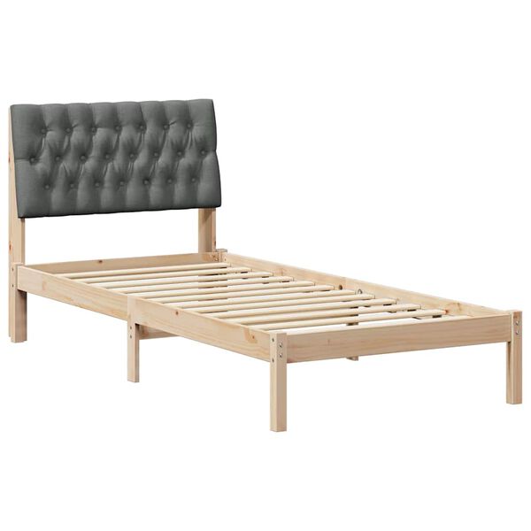 vidaXL Cadre de lit avec t&ecirc;te de lit rembourr&eacute;e Marron 90 x 200 cm