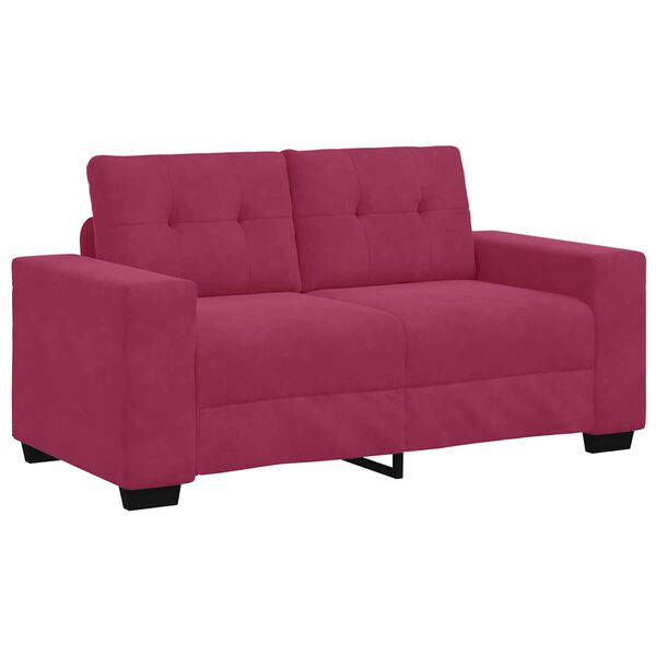 vidaXL | Canap&eacute; deux places | avec coussin Rouge bordeaux Velours