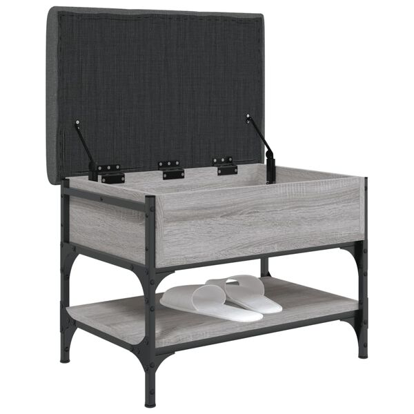 vidaXL Banc &agrave; chaussures sonoma gris 62x42x45 cm bois d'ing&eacute;nierie