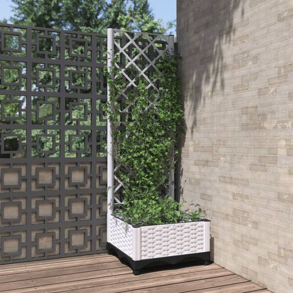 vidaXL Jardini&egrave;re avec treillis Blanc 40x40x121,5 cm PP