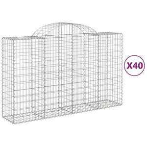 vidaXL Paniers &agrave; gabions arqu&eacute;s 40 pcs 200x50x120/140 cm Fer galvanis&eacute;