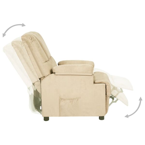 vidaXL Fauteuil inclinable cr&egrave;me tissu microfibre