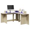 vidaXL Bureau avec lumi&egrave;res LED ch&ecirc;ne sonoma bois d'ing&eacute;nierie