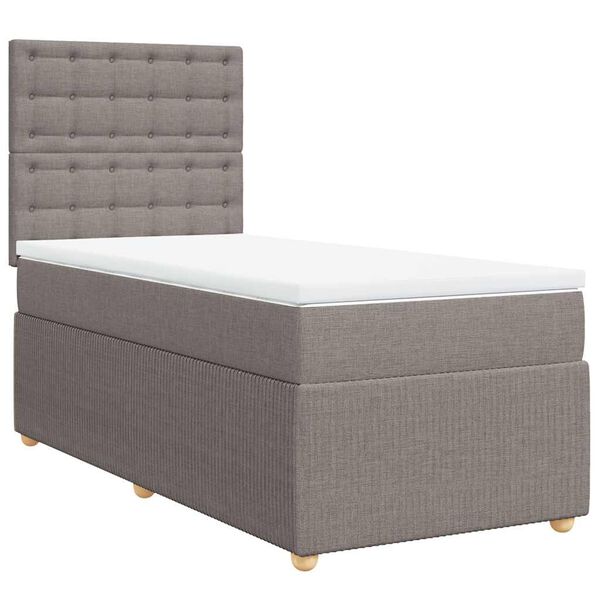 vidaXL Sommier &agrave; lattes de lit avec matelas Taupe 80x200 cm Tissu