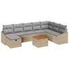 vidaXL Ensemble de canap&eacute; de jardin 9 pc Beige polyrotin