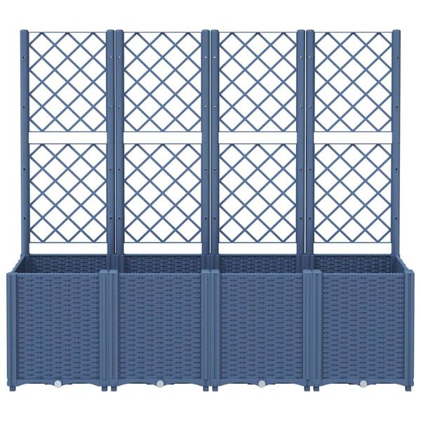 vidaXL Jardini&egrave;re avec treillis bleu gris 160x40x140 cm PP