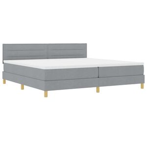 vidaXL Lit &agrave; ressort LED avec matelas Gris clair 200 x 200 cm tissu