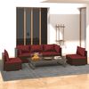 vidaXL Salon de jardin 5 pcs avec coussins R&eacute;sine tress&eacute;e Marron