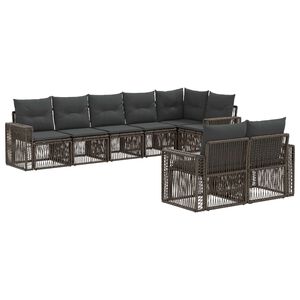 vidaXL Ensemble de canap&eacute; de jardin 8 pc Gris et Gris fonc&eacute; polyrotin