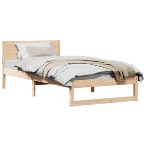 vidaXL Cadre de lit avec t&ecirc;te de lit Naturel 90 x 200 cm Pin massif